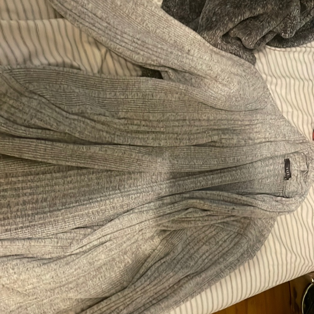 gray cardigan
